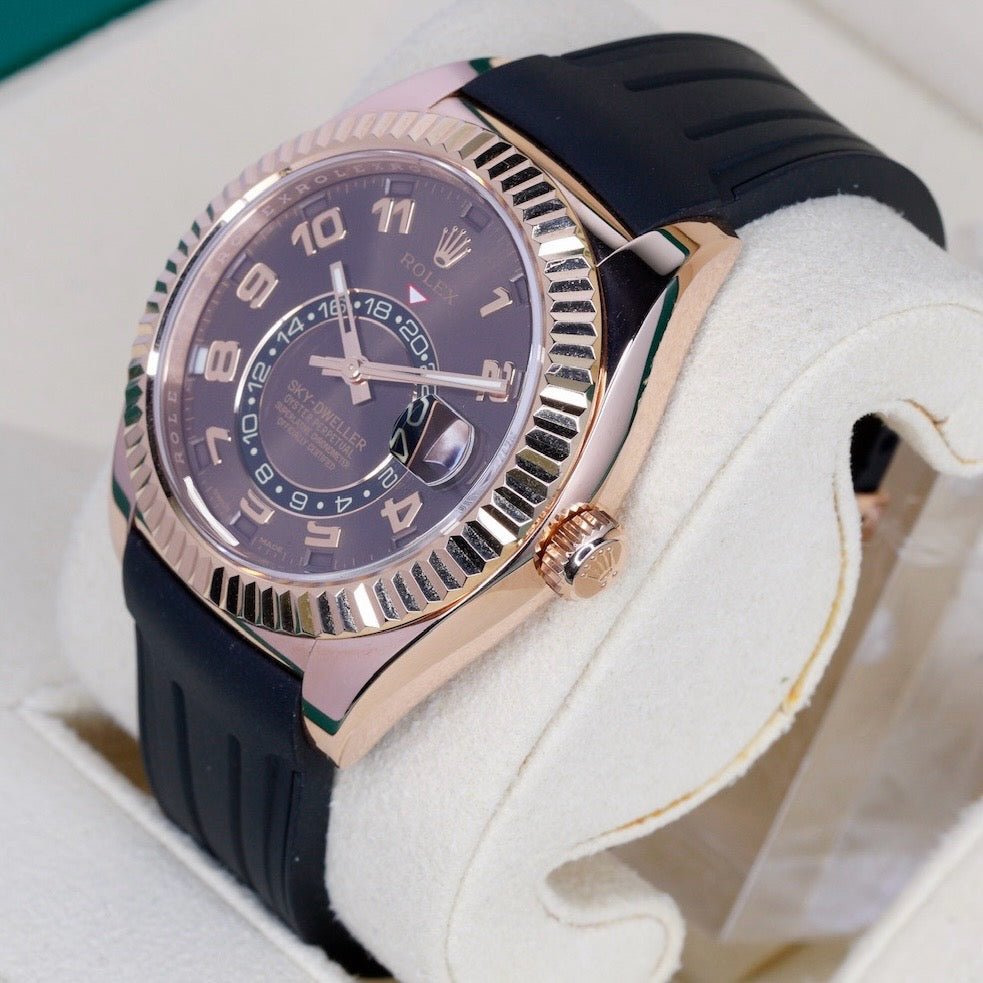 Rolex Sky-Dweller “CHOCOLATE ARABIC” Brown Arabic Dial Rose Gold AM Oysterflex 42mm 2018