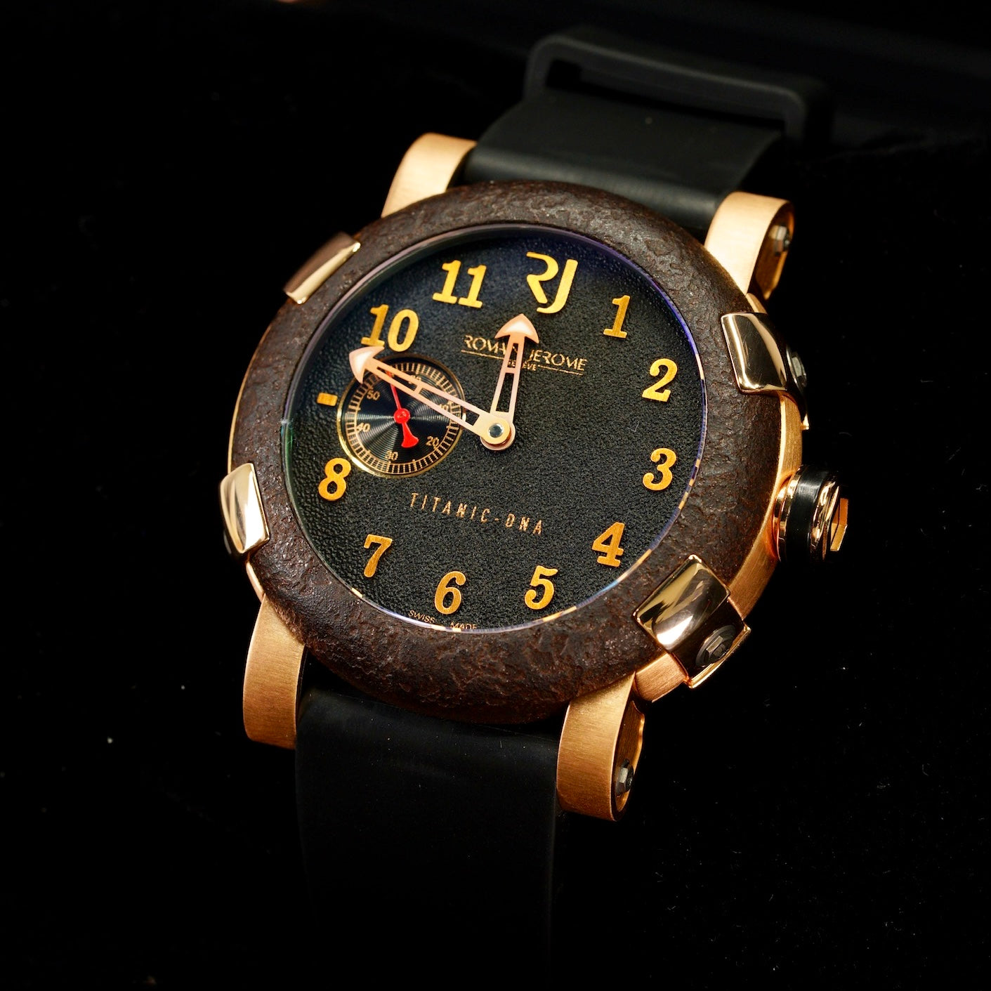 Romain Jerome Titanic-DNA T.OXY3.2222.00.BB Black Dial Rose Gold Rubber Strap 46mm