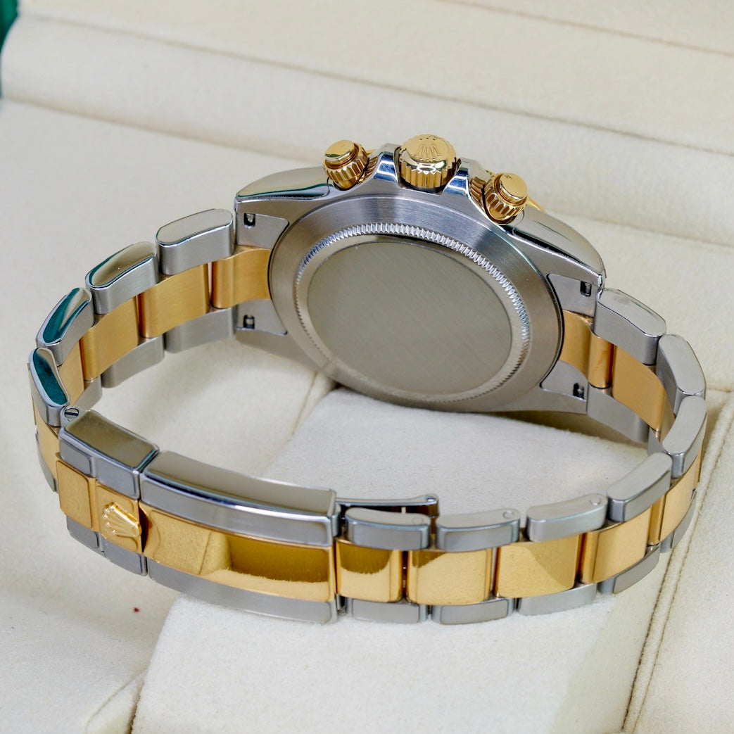Rolex Daytona 116523 Black Dial Two-Tone Yellow Gold & Steel Fat Buckle 7 Digits Serial 40mm 2010