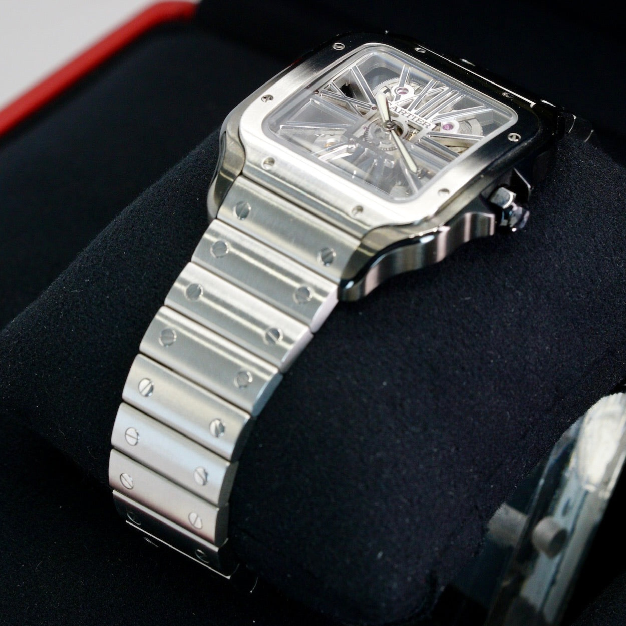 Cartier Santos De Cartier Large WHSA0027 Skeleton Dial Stainless Steel
