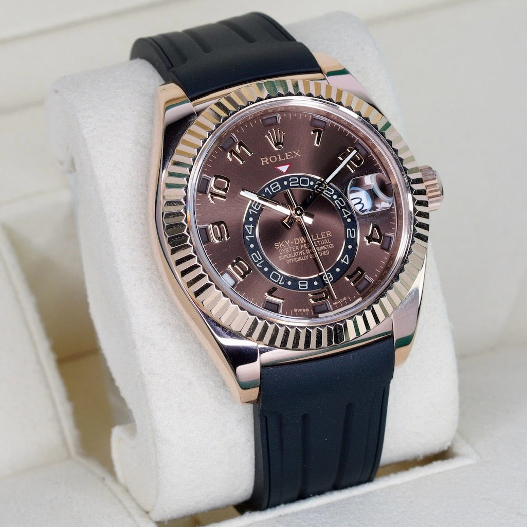 Rolex Sky-Dweller “CHOCOLATE ARABIC” Brown Arabic Dial Rose Gold AM Oysterflex 42mm 2018