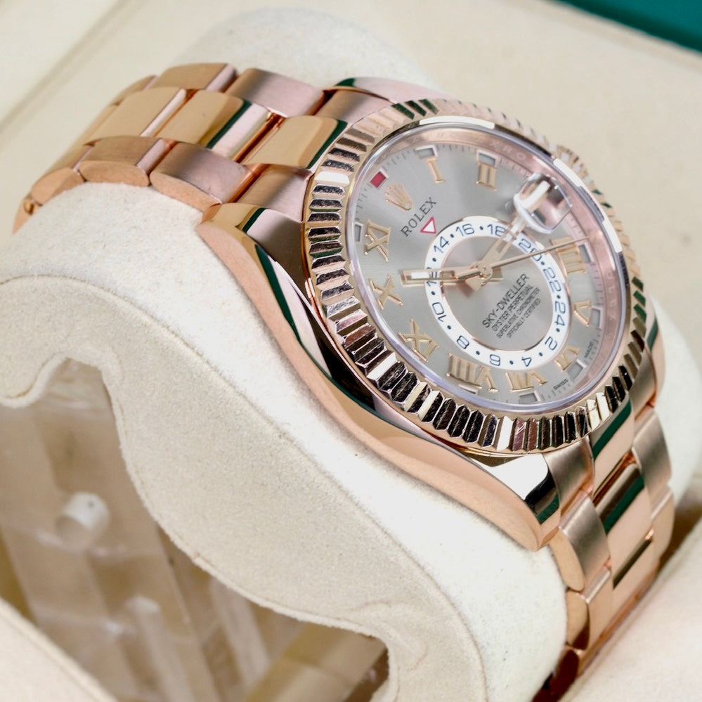 Rolex Sky-Dweller 326935 “SUNDUST” Pink Roman Dial Rose Gold 42mm
