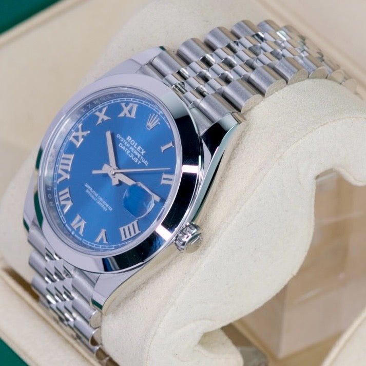 Rolex Datejust 126300 “AZZURRO” Blue Roman Dial Smooth Besel Stainless Steel 41mm
