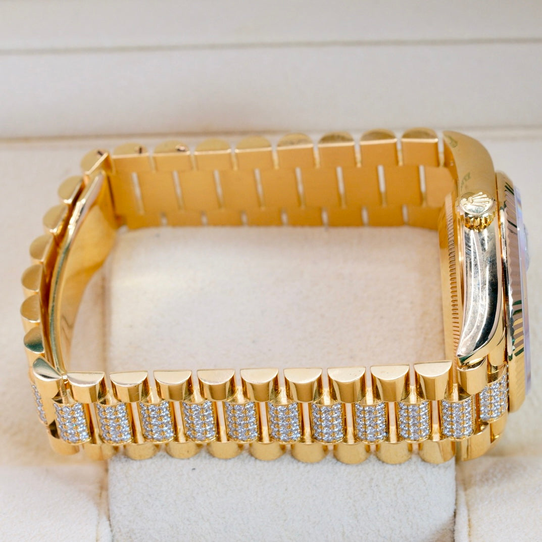 Rolex Day-Date 128238 Smoked Green Diamond Diam Yellow Gold Diamond President Bracelet 36mm 2022