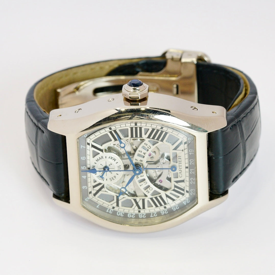 Cartier Tortue W1580048 Perpetual White Gold Skeleton Dial