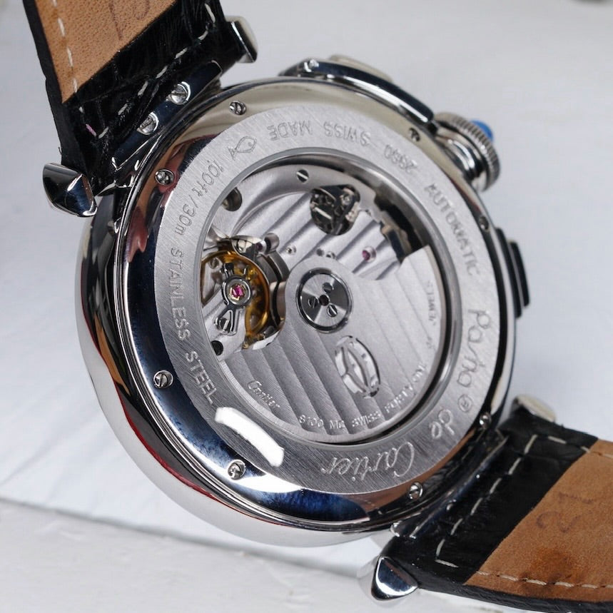 Cartier Pasha W3108555 White Dial XL Chronograph Leather Strap 42mm