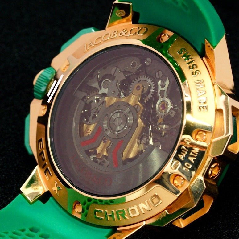 Jacob & Co Epic X Chrono EC440.43.AD.AA.A Rose Gold & Green Ceramic Green Crystal