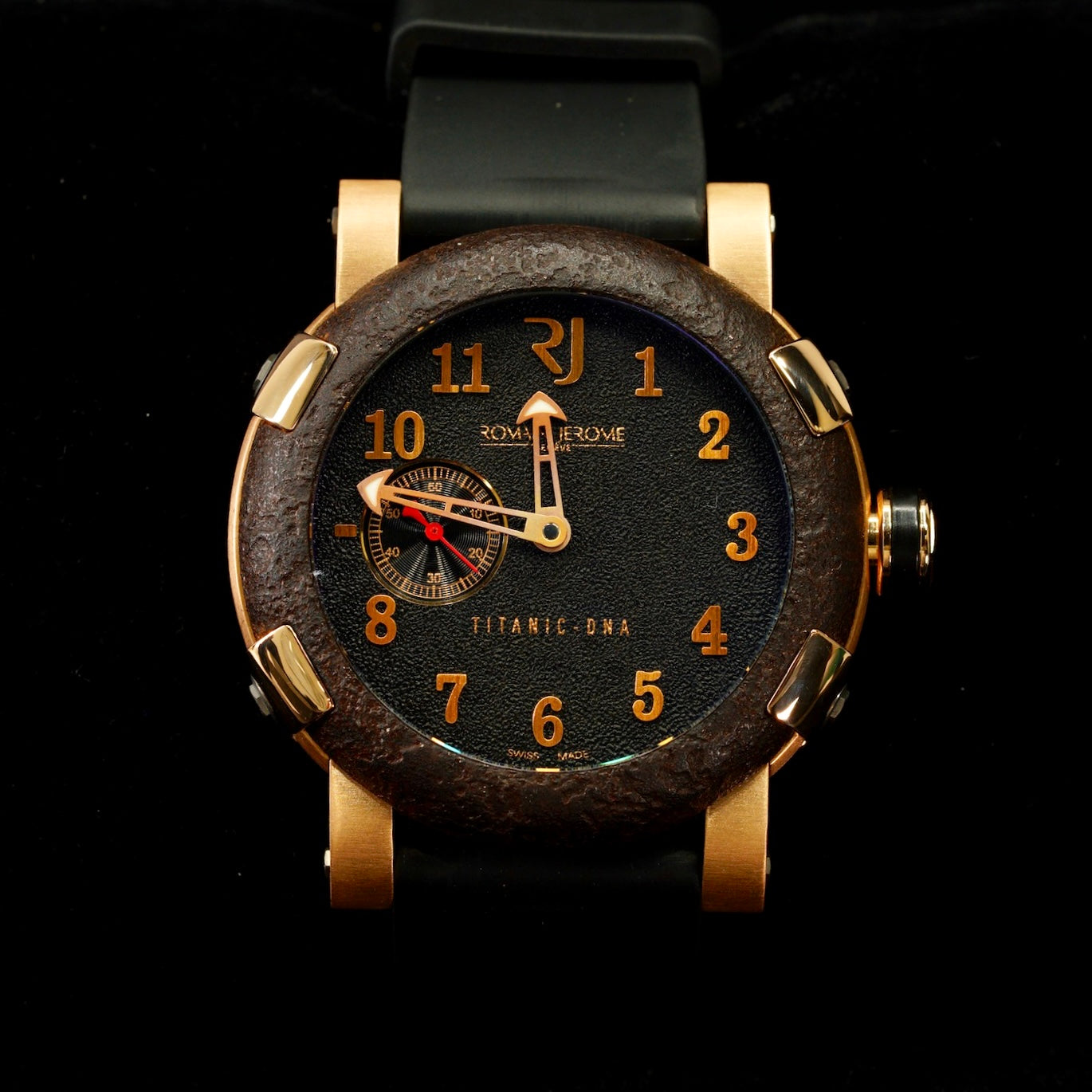 Romain Jerome Titanic-DNA T.OXY3.2222.00.BB Black Dial Rose Gold Rubber Strap 46mm