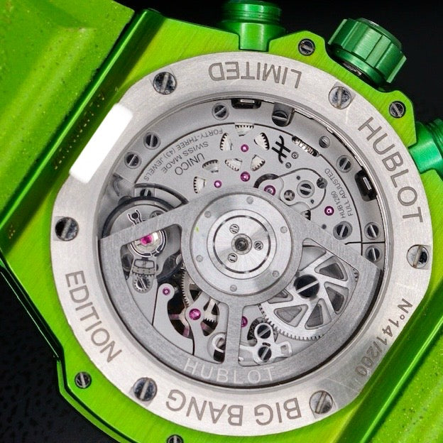 Hublot Big Bang Unico 441.UG.5220.RX.NES23 “NESPRESSO ORIGIN” Skeleton Dial Green Aluminum Rubber Strap 42mm