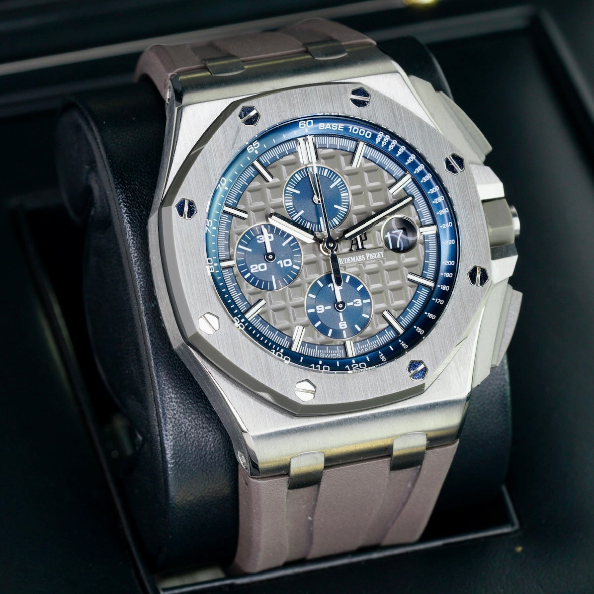 Audemars Piguet Royal Oak Offshore 26400IO.OO.A004CA.02 Grey Dial Blue Accents Titanium Rubber Strap Chronograph 44mm