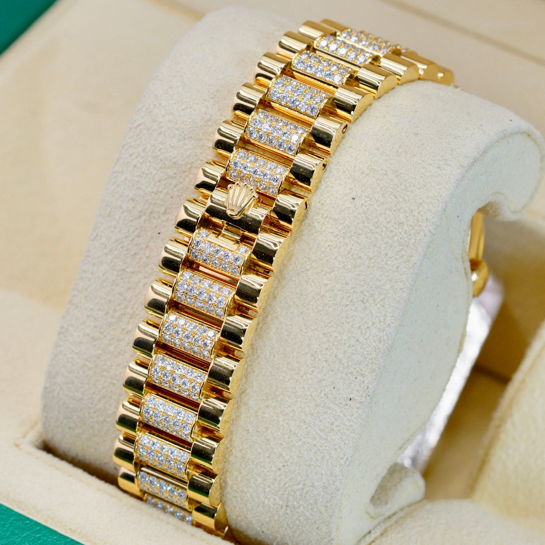 Rolex Day-Date 128238 Smoked Green Diamond Diam Yellow Gold Diamond President Bracelet 36mm 2022