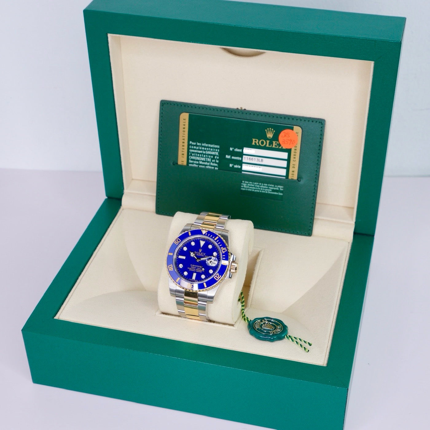 Rolex Submariner Date 116613LB “BLUESY” Falt Blue Serti Dial Two-Tone Yellow Gold & Steel 40mm 2011
