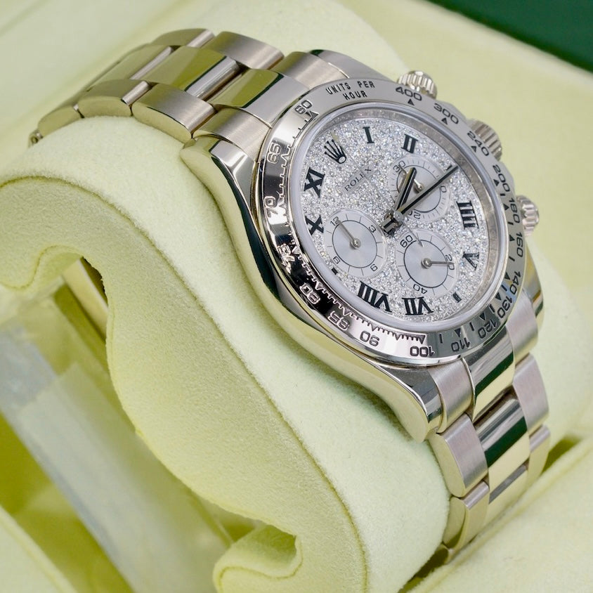 Rolex Daytona 116509 Diamond Pave Roman Dial White Gold 40mm