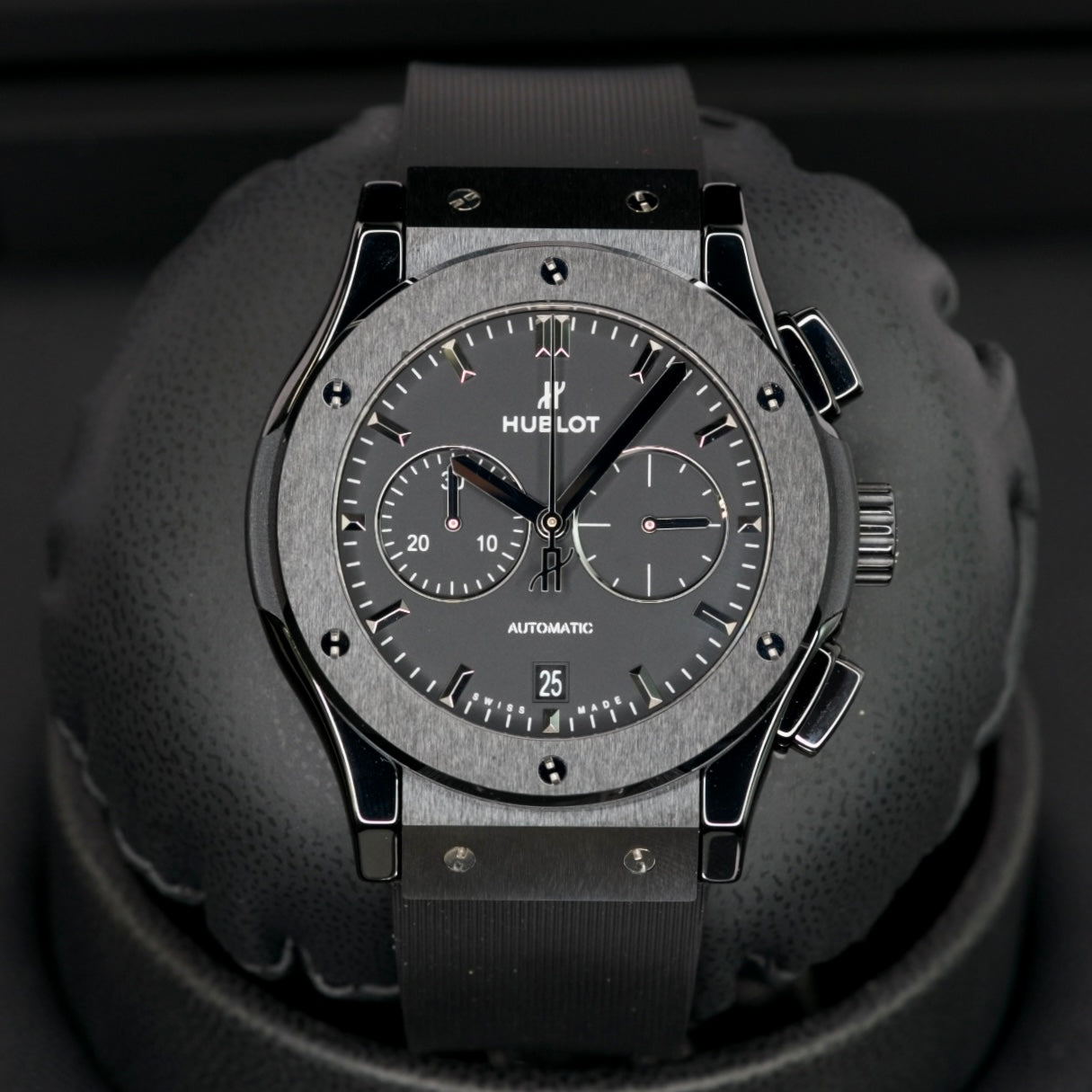 Hublot Classic Fusion 521.CM.1171.RX Black Ceramic Chronograph Black Rubber Strap 45mm