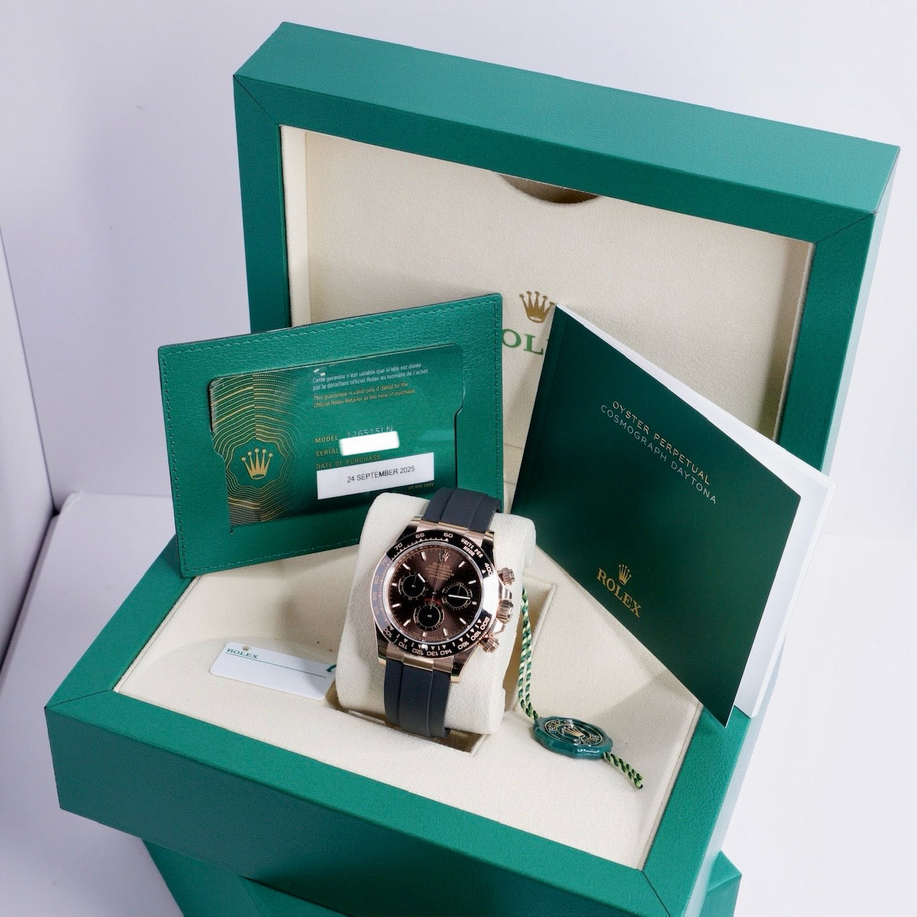 Rolex NEW 2025 Daytona 126515LN “CHOCOLATE” Brown Dial Cosmograph Rose Gold Oysterflex 40mm