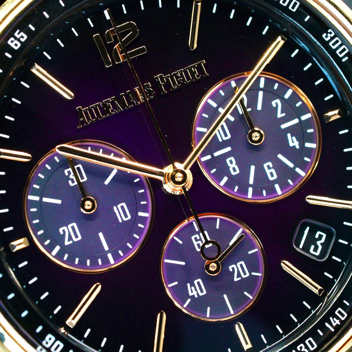 Audemars Piguet Code 11.59 26393OR.OO.A002KB.02 Smoked Lacquered Purple Dial Rose Gold Purple Leather Strap 41mm