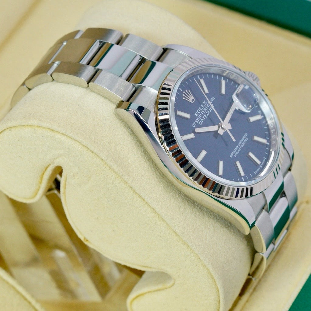 Rolex Datejust 126234 Blue Dial White Gold Bezel Stainless Steel Oyster 36mm 2023