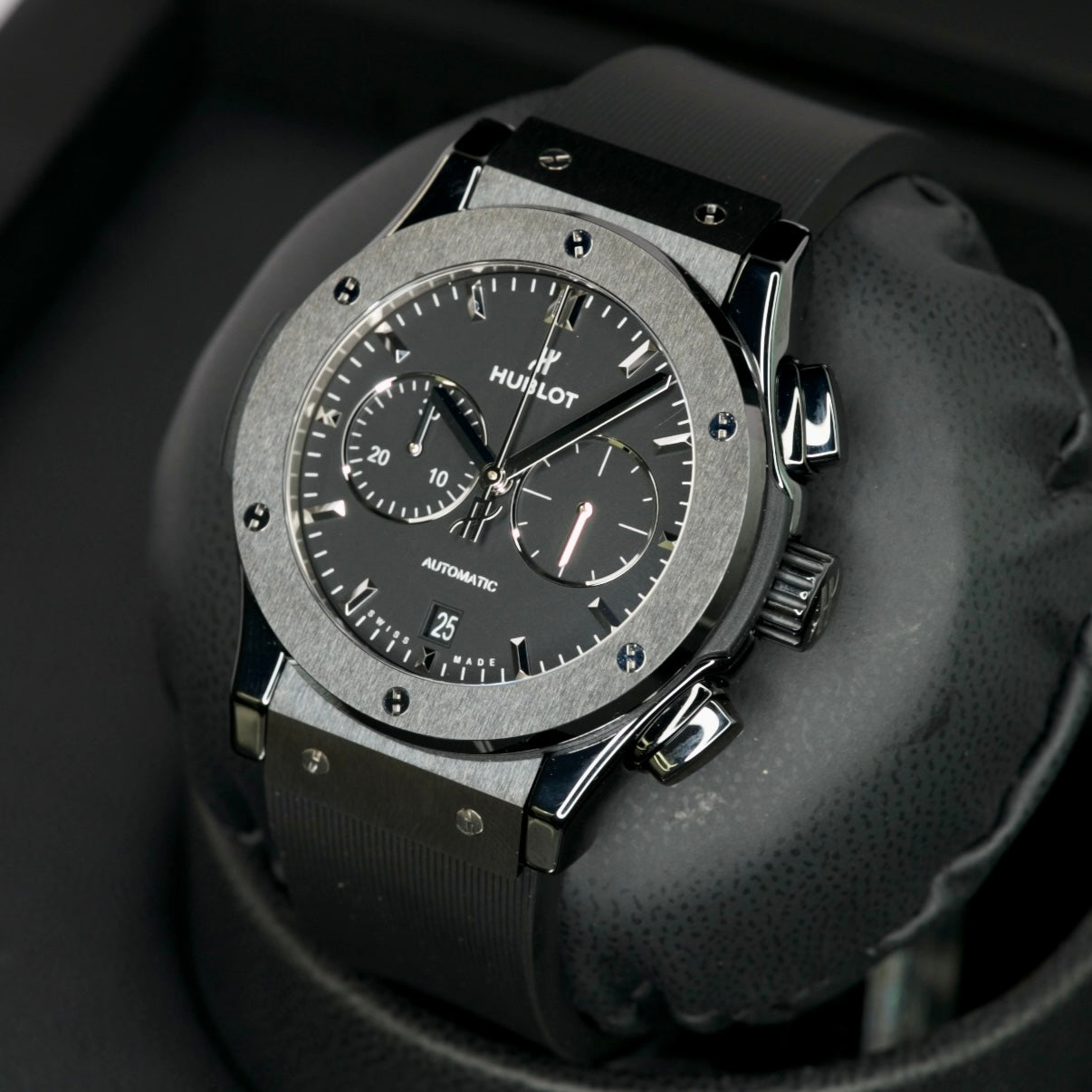 Hublot Classic Fusion 521.CM.1171.RX Black Ceramic Chronograph Black Rubber Strap 45mm
