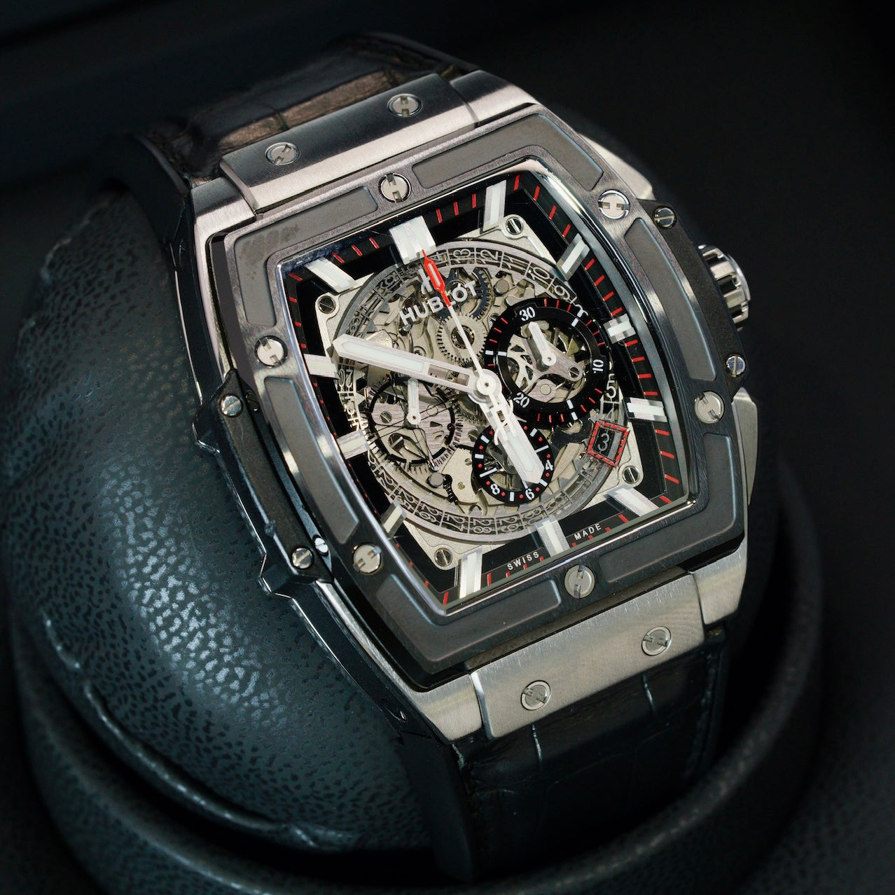 Hublot Spirit Of Big Bang 601.NM.0173.LR Titanium Skeleton Dial Leather Strap 45mm