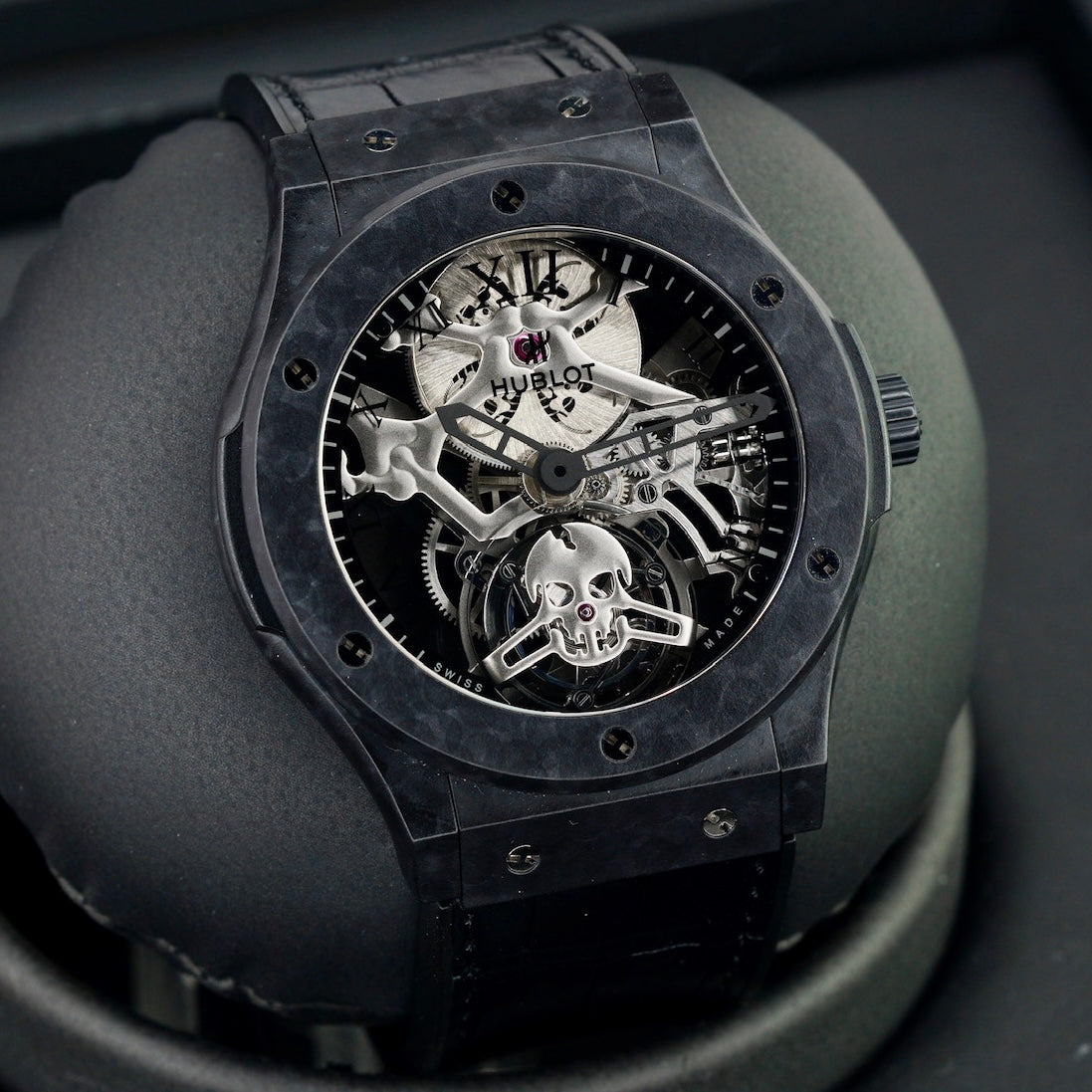 Hublot Classic Fusion Tourbillon 505.UC.0140.LR.SKULL “SKULL” Skeleton Dial Carbon Case 45mm Limited Edition 50 pieces
