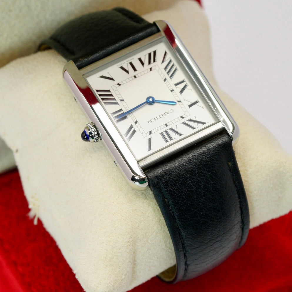Cartier Tank Solo W5200003 White Dial Stainless Steel Leather Strap Quartz