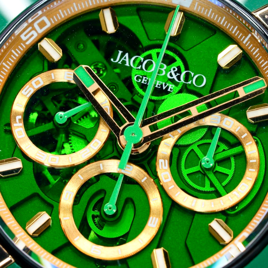 Jacob & Co Epic X Chrono EC440.43.AD.AA.A Rose Gold & Green Ceramic Green Crystal