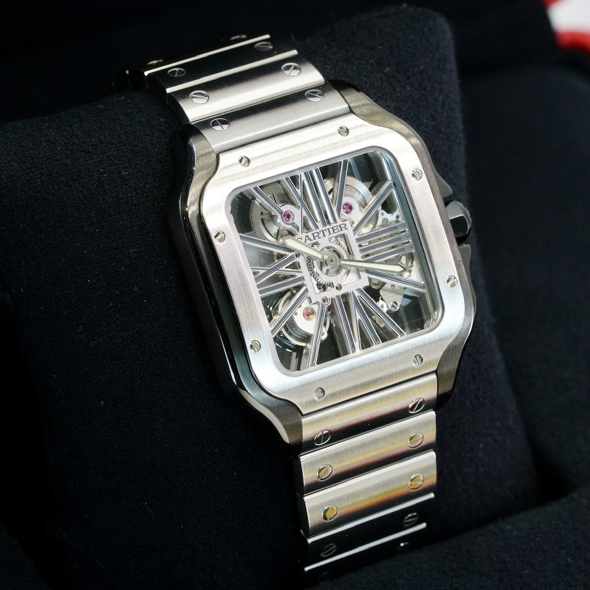 Cartier Santos De Cartier Large WHSA0027 Skeleton Dial Stainless Steel