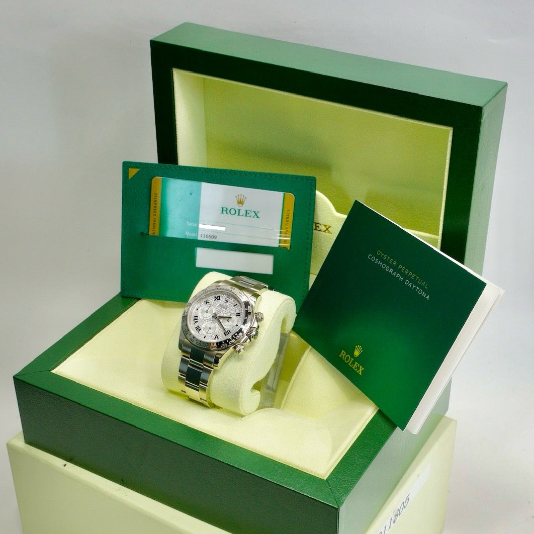 Rolex Daytona 116509 Diamond Pave Roman Dial White Gold 40mm