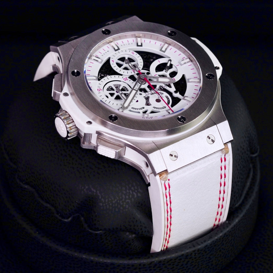 Hublot Big Bang Aero Bang 311.SE.2113.VR.JDR14 “150 ANNIVERSARY” Skeleton Dial Stainless Steel White Rubber Strap 44mm