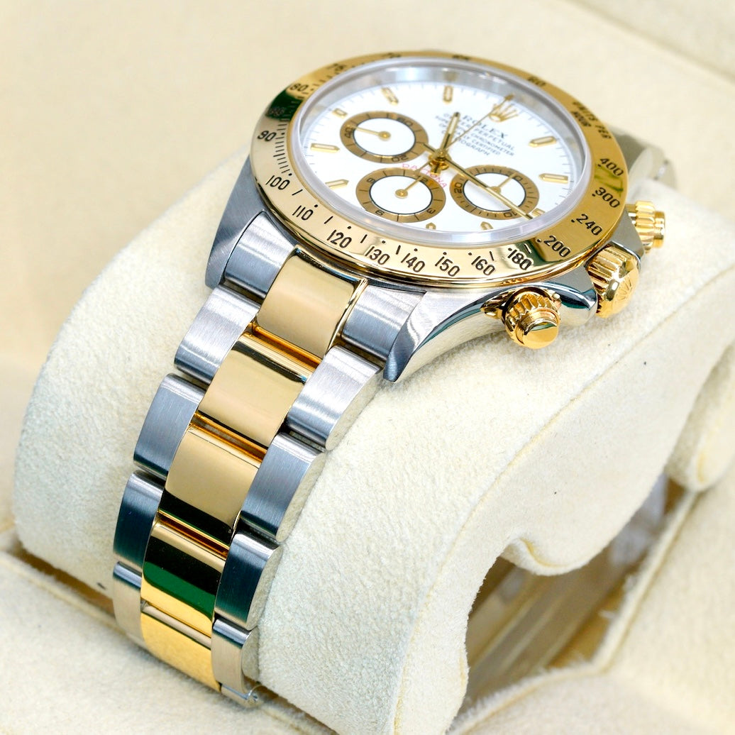 Rolex Daytona 16523 Two-Tone Yellow Gold & Steel White Dial Zenith 40mm