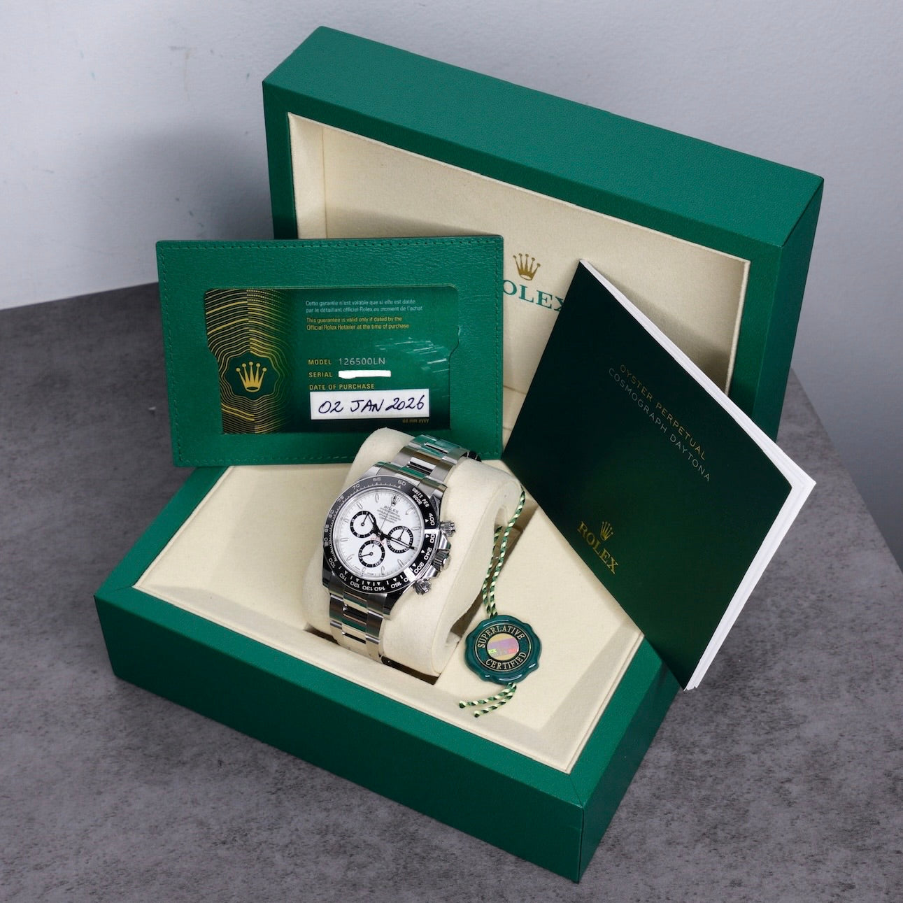 Rolex NEW 2026 Daytona 126500LN “PANDA” White Dial Black Sub Dials Stainless Steel 40mm