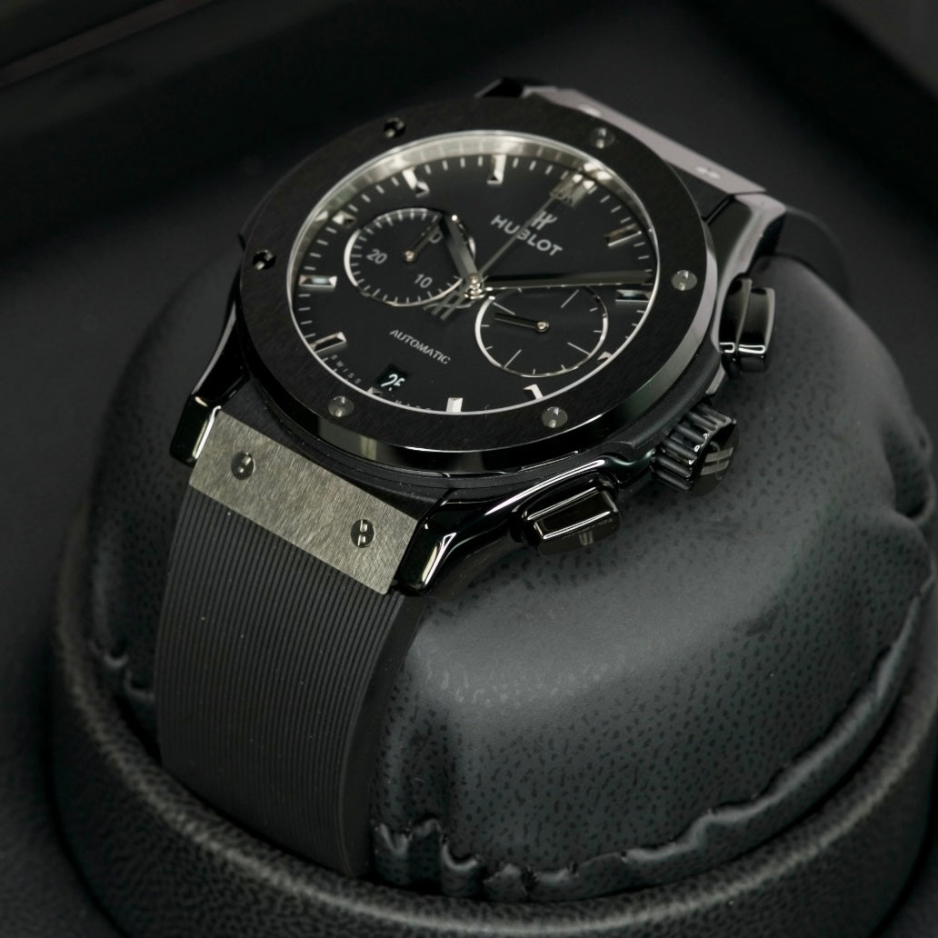 Hublot Classic Fusion 521.CM.1171.RX Black Ceramic Chronograph Black Rubber Strap 45mm