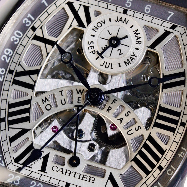 Cartier Tortue W1580048 Perpetual White Gold Skeleton Dial