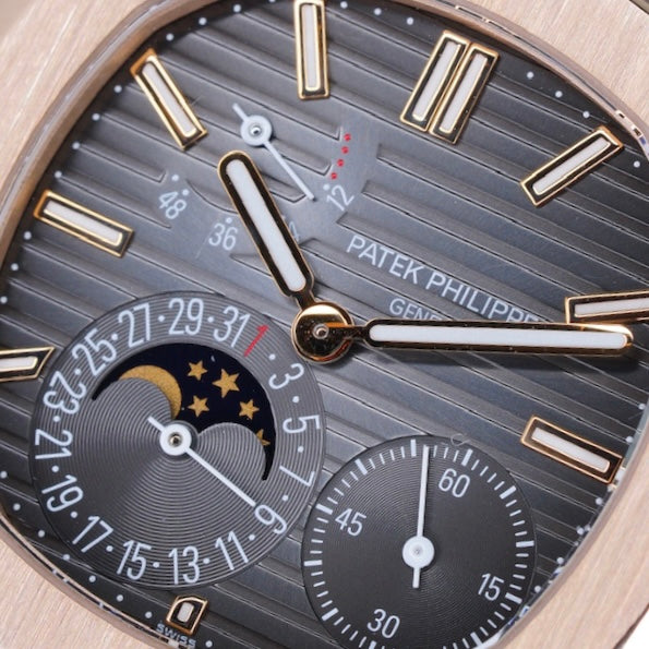 Patek Philippe Nautilus 5712R-001 Moon Phase Dial Rose Gold Leather Strap 2011