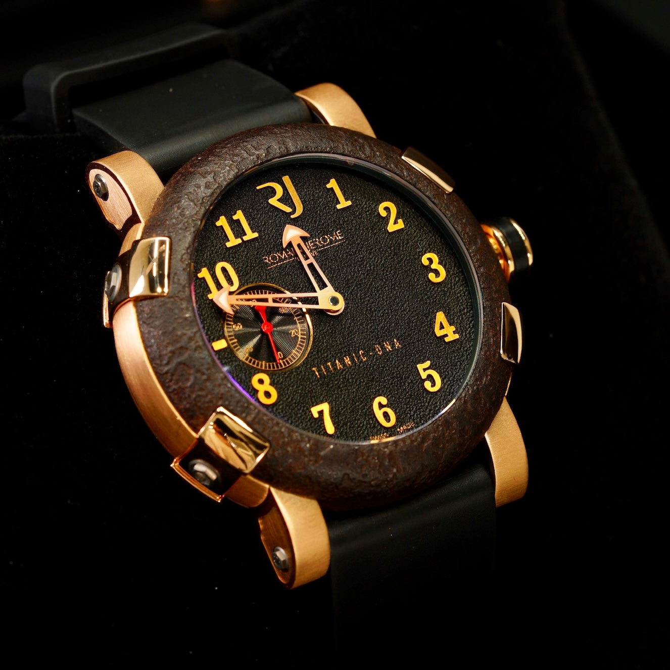 Romain Jerome Titanic-DNA T.OXY3.2222.00.BB Black Dial Rose Gold Rubber Strap 46mm