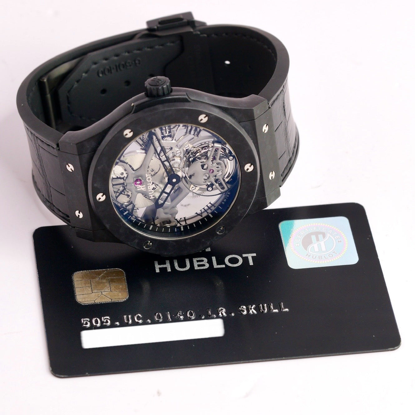 Hublot Classic Fusion Tourbillon 505.UC.0140.LR.SKULL “SKULL” Skeleton Dial Carbon Case 45mm Limited Edition 50 pieces