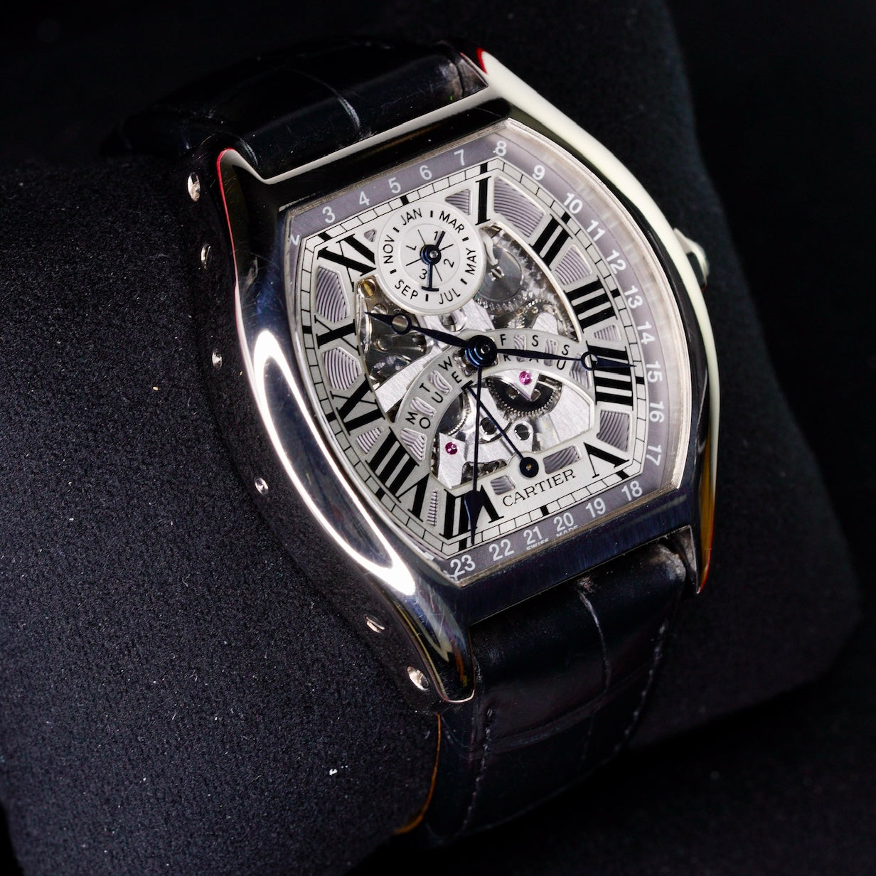 Cartier Tortue W1580048 Perpetual White Gold Skeleton Dial