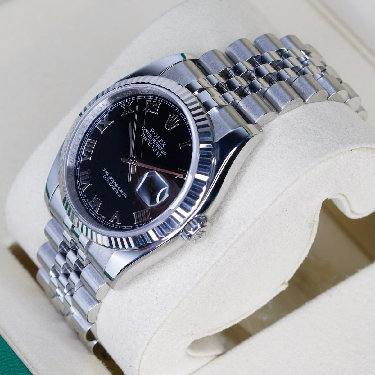 Rolex Datejust 116234 Black Roman Dial Stainless Steel Jubilee 36mm