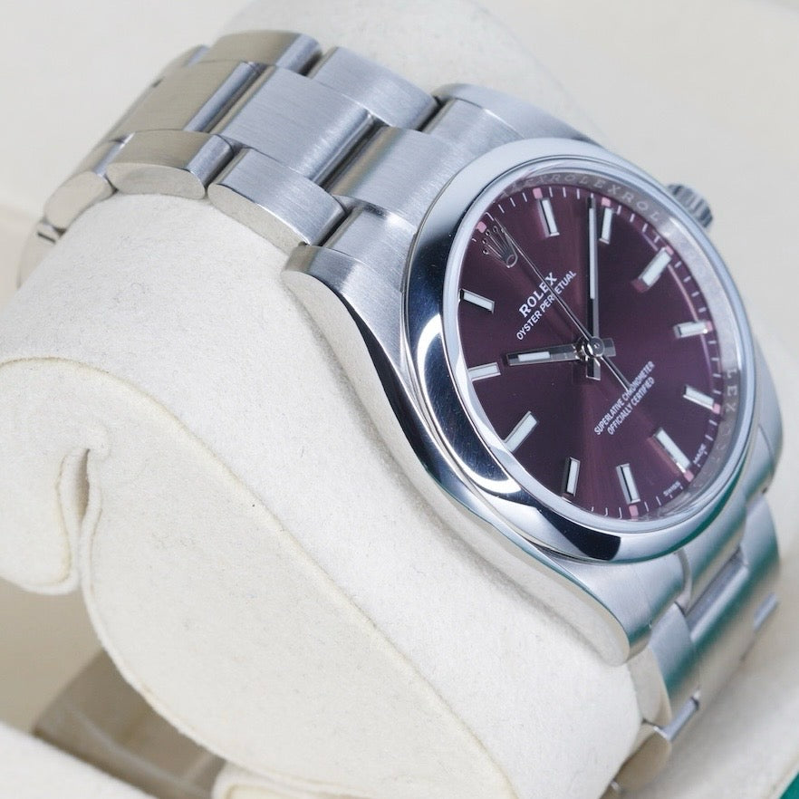 Rolex Oyster Perpetual 114200 “GRAPE” Purple Dial Stainless Steel 34mm 2019