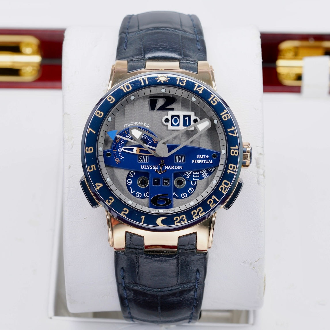 Ulysse Nardin El Toro Perpetual 326-00-3 Grey Dial Rose Gold Blue Accents 43mm