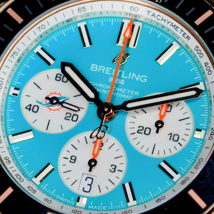 Breitling Super Chronomat RB01366A1L3S1 “EAGLES” Turquoise Dial Rose Gold Philadelphia Eagles Limited 44mm