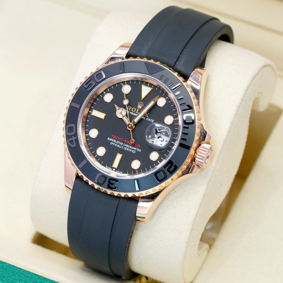 Rolex Yacht-Master 126655 Rose Gold Black Dial Oysterflex 40mm
