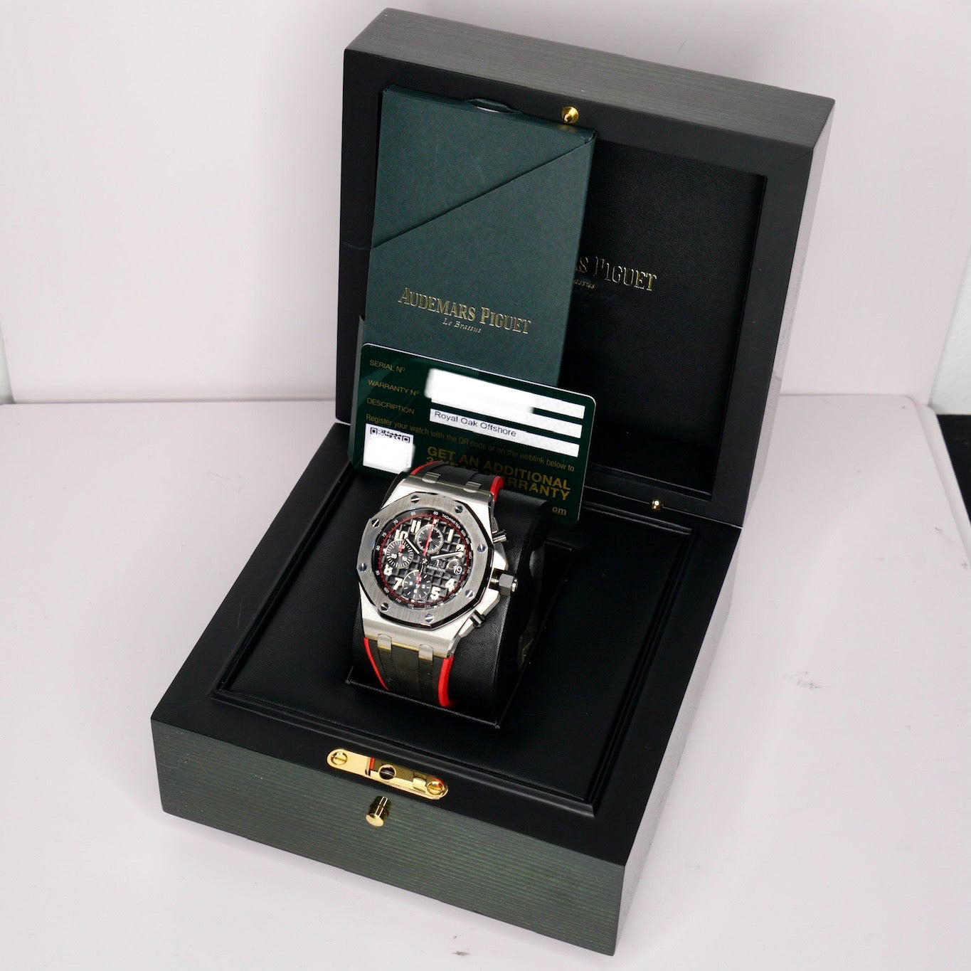 Audemars Piguet Royal Oak Offshore 26470SO.OO.A002CA.01 “VAMPIRE DARK KNIGHT” Black Dial Red Accents Ceramic Bezel Stainless Steel Chronograph 42mm