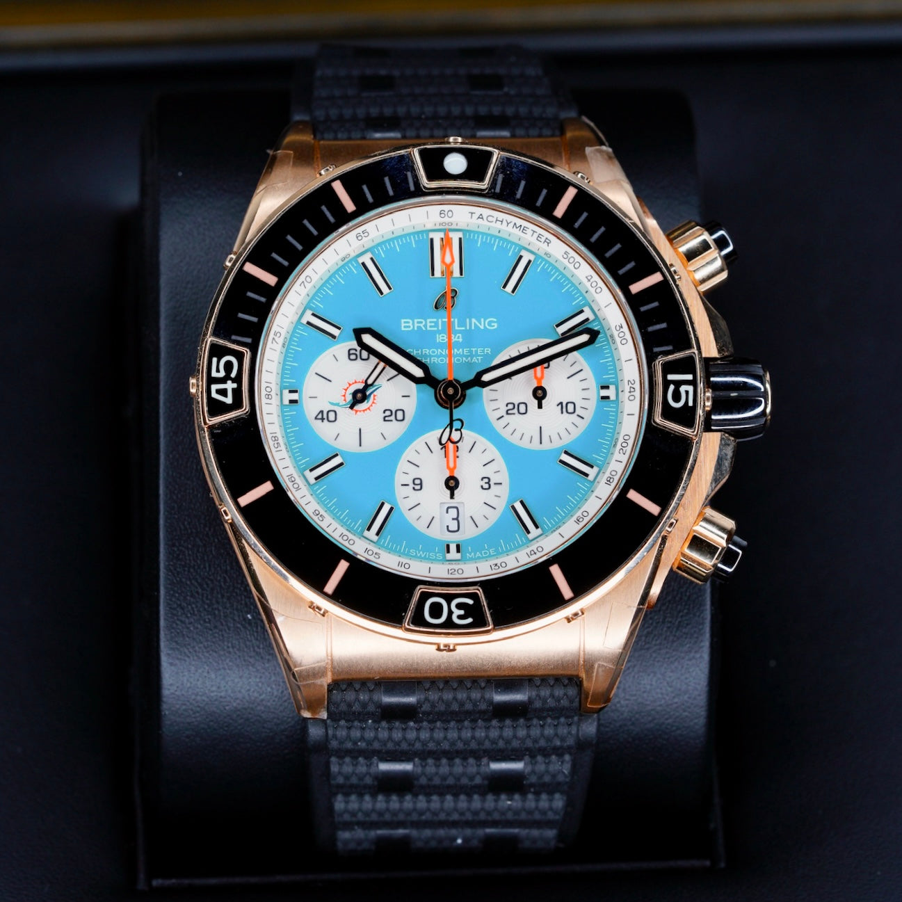 Breitling Super Chronomat RB01366A1L3S1 “EAGLES” Turquoise Dial Rose Gold Philadelphia Eagles Limited 44mm