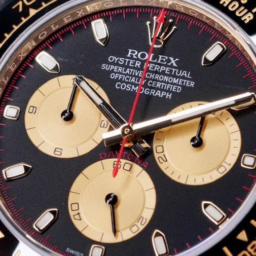 Rolex Daytona 116518LN “PAUL NEWMAN” Black Dial Yellow Sub Dials Yellow Gold Oysterflex 40mm 2018