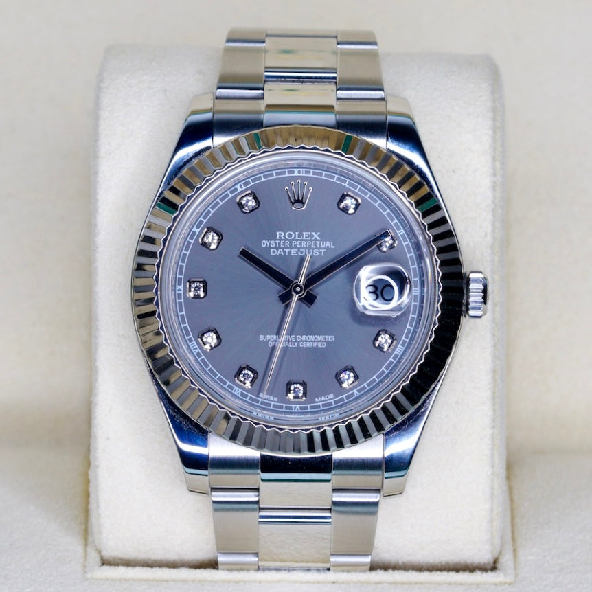 Rolex Datejust II 116334 Rhodium Diamond Dial Stainless Steel 41mm