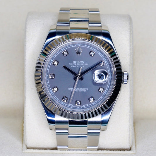 Rolex Datejust II 116334 Rhodium Diamond Dial Stainless Steel 41mm