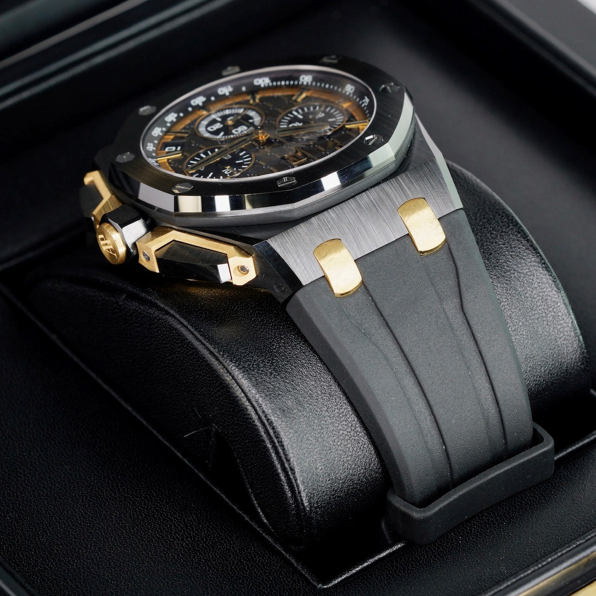 Audemars Piguet Royal Oak Offshore 26420CE.OO.A127CR.01 Ceramic Black Dial Yellow Accents Rubber Strap