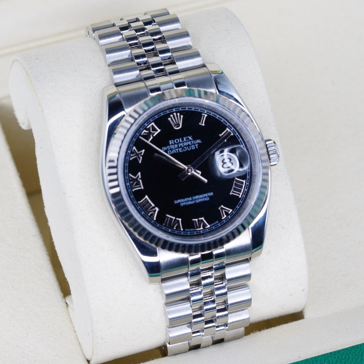 Rolex Datejust 116234 Black Roman Dial Stainless Steel Jubilee 36mm