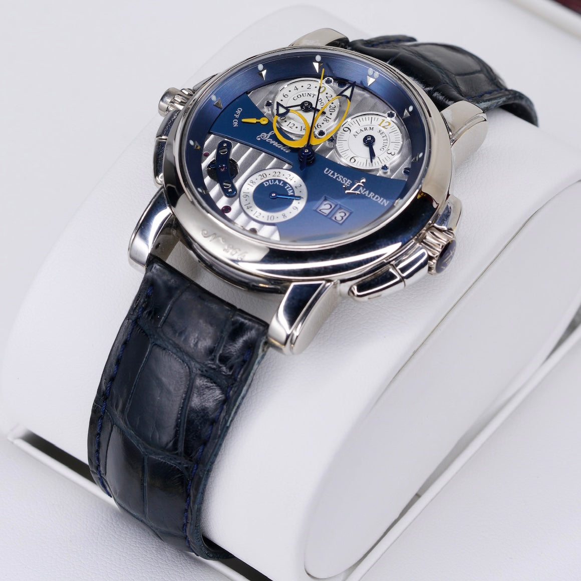 Ulysses Nardin 670-88/213 “SONATA” Dual Time White Gold Leather Strap